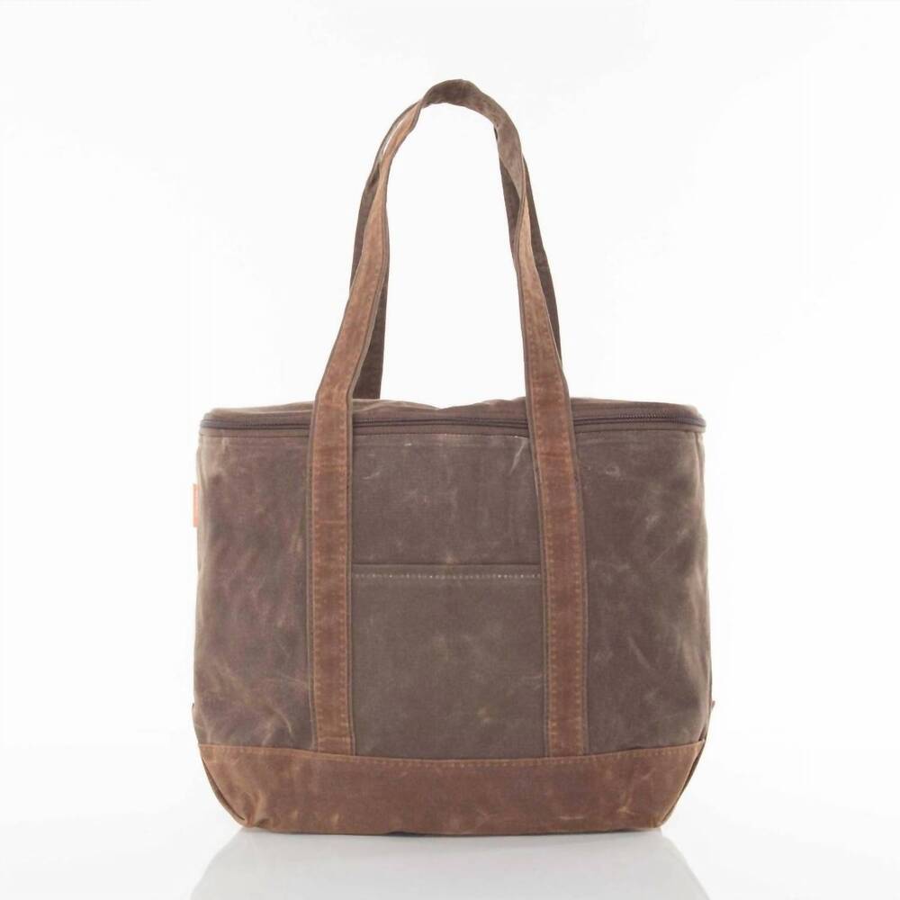 NEW CB STATION women's waxed canvas large lunch tote cooler bag in olive with kh